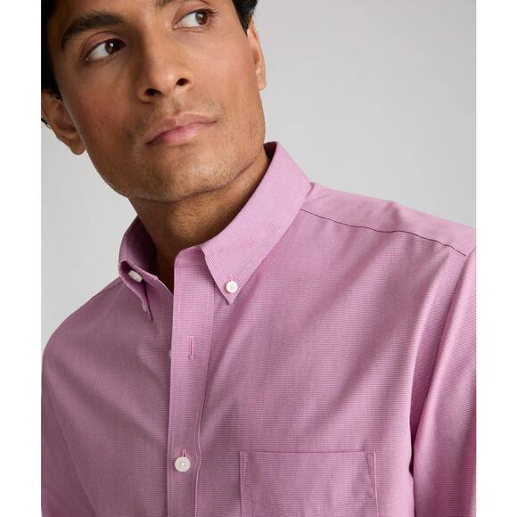 Untuckit Cadetto Berry Micro Gingham Checks Wrinkle Free LS Shirt Size Large NWT - Picture 1 of 16